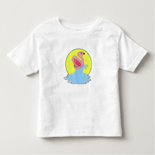 Flamingo bij Surfing op Water Kinder Shirts