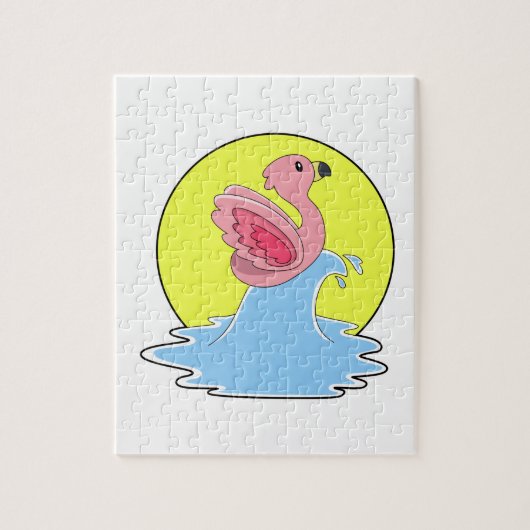 Flamingo bij Surfing op Water Legpuzzel (Verticaal)