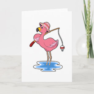 Flamingo bij vissen met hengel kaart