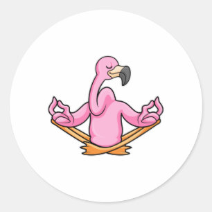 Flamingo bij Yoga in kruispoten Ronde Sticker