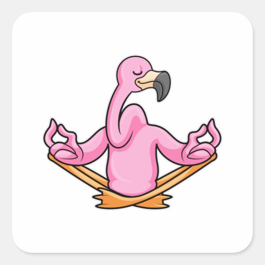 Flamingo bij Yoga in kruispoten Vierkante Sticker (Voorkant)