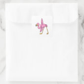 Flamingo bij Yoga Stretching Vierkante Sticker (Tas)