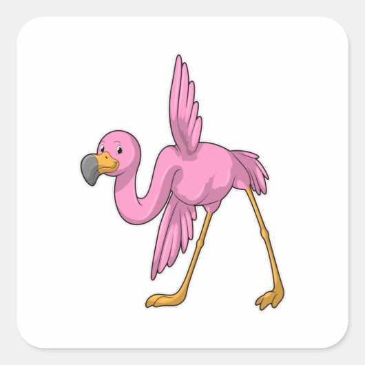Flamingo bij Yoga Stretching Vierkante Sticker (Voorkant)