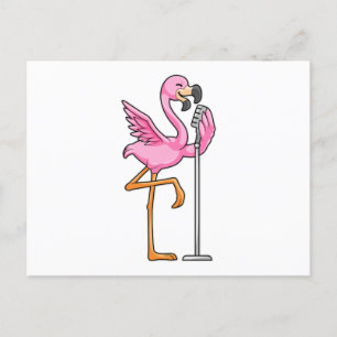 Flamingo bij Zingen met Microfoon Briefkaart
