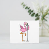 Flamingo bij Zingen met Microfoon Briefkaart (Staand voorkant)
