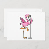 Flamingo bij Zingen met Microfoon Briefkaart (Voorkant / Achterkant)