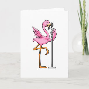 Flamingo bij Zingen met Microfoon Kaart
