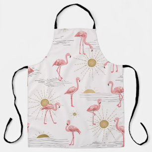 Flamingo bij zonsondergang, naadloos getekend doed schort