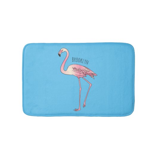 Flamingo bird cartoon illustration badmat (Voorkant)