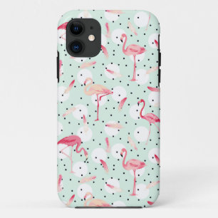 Flamingo Bird met veren iPhone 11 Hoesje