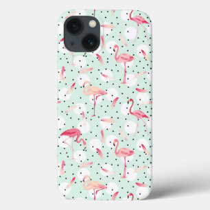 Flamingo Bird met veren iPhone 13 Hoesje