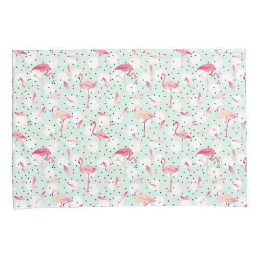 Flamingo Bird met veren Kussensloop (Voorkant-Rechts)