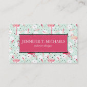 Flamingo Bird met veren | Monogram Visitekaartje (Voorkant)