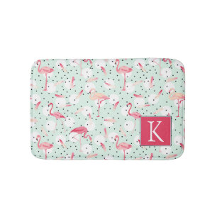 Flamingo Bird met veren Voeg je Initiaal toe Badmat