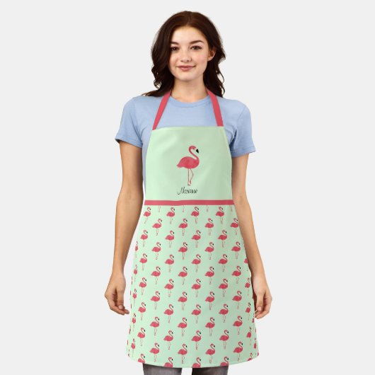 Flamingo Bird Pink Green Animal Patroon Schort (Gedragen)