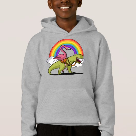 Flamingo Bird Riding T-Rex Dinosaur Rainbow (Voorkant)