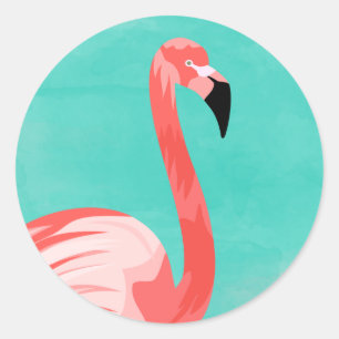 Flamingo Bird Ronde Sticker