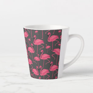 Flamingo Bird Waterverf op Dark Grey Design Latte Mok