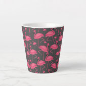 Flamingo Bird Waterverf op Dark Grey Design Latte Mok (Voorkant)