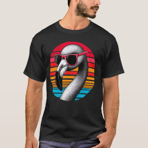 Flamingo Bird Zonnebril Sunset Retro Style Vintag T-shirt
