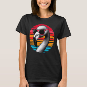 Flamingo Bird Zonnebril Sunset Retro Style Vintag T-shirt