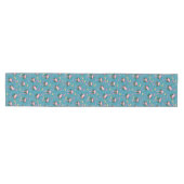 Flamingo Birds 20s Deco Ferns Pattern Blue Gold Medium Tafelloper (Horizontaal)