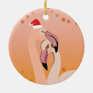 Flamingo Birds Kerstmis, nieuwjaar Keramisch Ornament