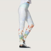 Flamingo Birds Ocean Beach Seashell Striped Art Leggings (Rechts)