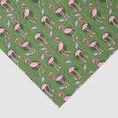 Flamingo Birds Pattern 20s Deco Ferns Groen Tissuepapier (Detail)