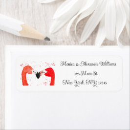 Flamingo Birds Waterverf Return Address Wedding Etiket