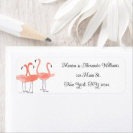 Flamingo Birds Waterverf Return Address Wedding Etiket
