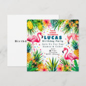 Flamingo Birthday Invitation – Personalized Kids (Devant / Derrière)