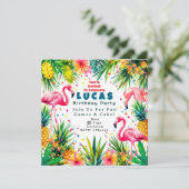 Flamingo Birthday Invitation – Personalized Kids (Debout devant)