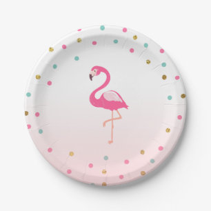 Flamingo Birthday Paper Borden Tropical Luau Papieren Bordje