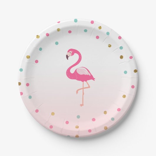 Flamingo Birthday Paper Borden Tropical Luau Papieren Bordje (Voorkant)