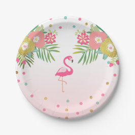 Flamingo Birthday Paper Borden Tropical Luau Papieren Bordje
