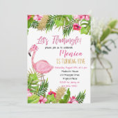 Flamingo Birthday Uitnodiging (Staand voorkant)