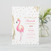 Flamingo Birthday Uitnodiging (Staand voorkant)