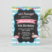 Flamingo Birthday Uitnodiging (Staand voorkant)