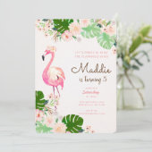 Flamingo Birthday Uitnodiging (Staand voorkant)