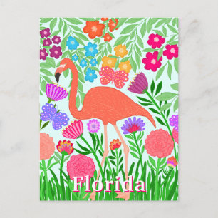  Flamingo Bloemen en Vlinders Briefkaart