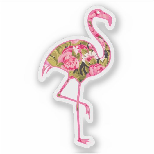 Flamingo Bloemen Stijl Decal Stickers (Voorkant)