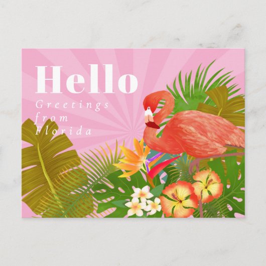 Flamingo Blue Hello Briefkaart (Voorkant)