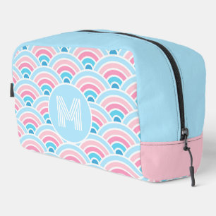 Flamingo Blush Roze Blauwe Geometrische Golven Pat Toilettasje