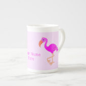 Flamingo Bone China Mok met aangepaste tekst (Voorkant rechts)