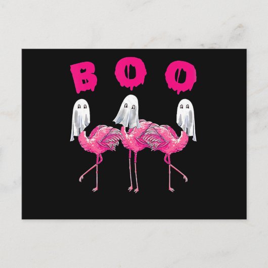 Flamingo | Boo Flamingo Halloween Flamingo Ghost Aankondigingskaart (Voorkant)