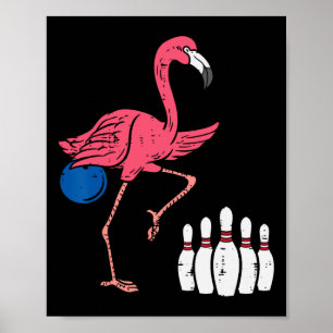Flamingo Bowling Grappige Sport Bowler Team Mannen Poster