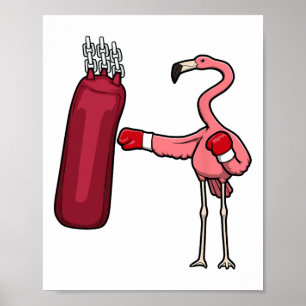 Flamingo Boxing Zelfverdedigingskookplaat Poster
