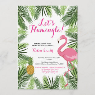 Flamingo Bridal Shower Invitation Let's Flamingle Kaart