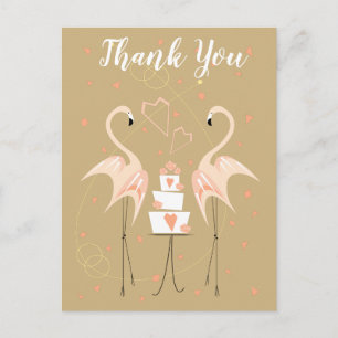 Flamingo Bruiloft Dank u briefkaart portret